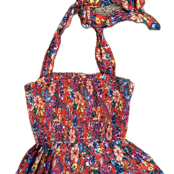 B.O.G Collective. Floral Tie Dress Women’s XS red with multi color flowers - Picture 3 of 11